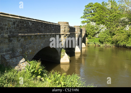 The River Arun and Houghton Bridge near the village of Amberley in the South Downs National Park. Stock Photo