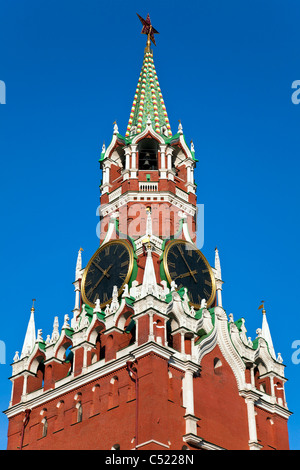 Spassky Tower of Moscow Kremlin at Red Square in Moscow. Russia. Stock Photo