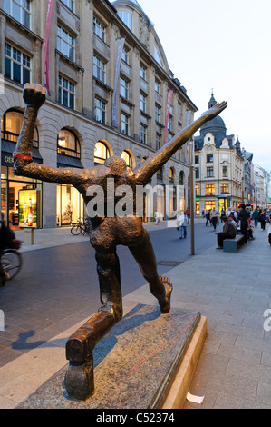 Sculpture in the Grimmaische Strasse street, shopping street, Leipzig, Saxony, Germany, Europe Stock Photo