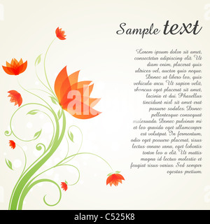 illustration of swirly floral background with sample text Stock Photo