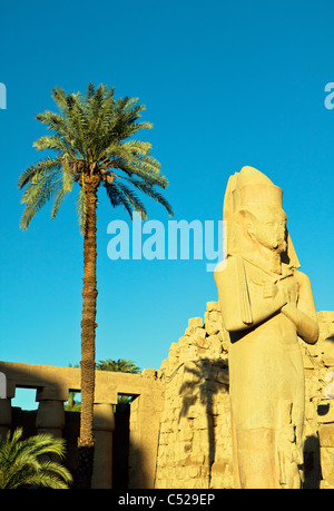 Karnak's granite colossus attribured to Rameses II with one of his daughters at his feet Stock Photo