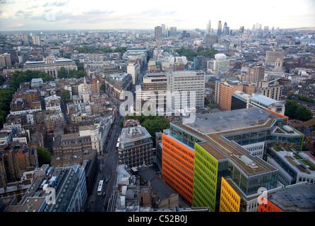 Elevated 'aerial' view of London and New Oxford street with bright buildings of Central Saint Giles Stock Photo