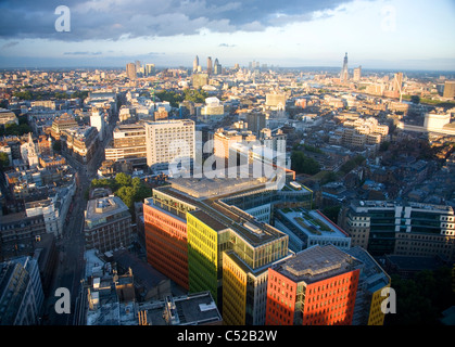 Elevated 'aerial' view of London and New Oxford street with bright buildings of Central Saint Giles Stock Photo