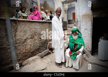 Sufi Fakirs (Muslim holy man) at the annual Urs (death anniversary) of the Sufi saint Moinuddin Chisti Stock Photo