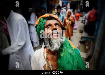 Sufi Fakirs (Muslim holy man) at the annual Urs (death anniversary) of the Sufi saint Moinuddin Chisti Stock Photo