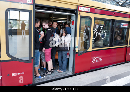 Passengers on train waiting for departure Stock Photo