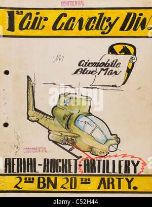 Vietnam War 2nd Battalion, 20th Artillery 1st Air Cavalry Division Airmobile Blue Max after action report art cover. art Stock Photo