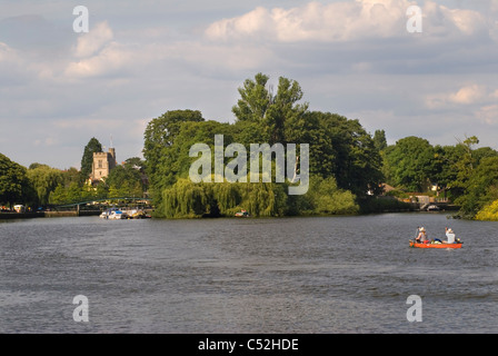 Eel Pie island. River Thames St Marys Church Twickenham Middlesex. England HOMER SYKES Stock Photo