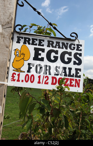 Free range eggs for sale on a farm in Derbyshire, England, U.K. Stock Photo