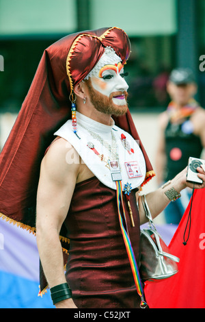 Colourful characters attending London's Gay Pride 41 years. Anniversary Parade - London 2nd.July 2011 Stock Photo