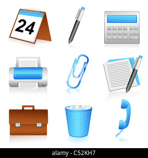 illustration of set of office icons on isolated background Stock Photo