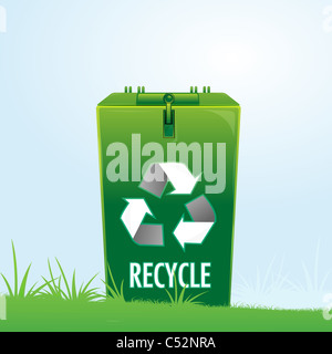 illustration of recycle bin in park Stock Photo