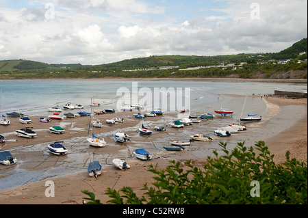 New Quay Harbour at low tide, Ceredigion, West Wales, United Kingdom Stock Photo