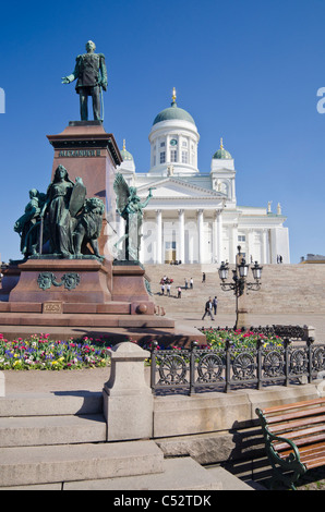 White neoclassical style Lutheran cathedral, Tuomiokirkko, designed by Carl Ludvig Engel, completed in 1852, Helsinki, Finland Stock Photo