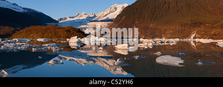 Icebergs float on the surface of Mendenhall Lake near Juneau, Tongass National Forest, Southeast Alaska, Autumn Stock Photo