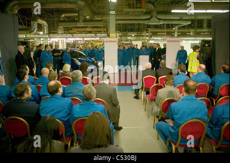 Nissan Renault CEO Carlos Ghosn during a visit to the Nissan Car assembly line. Washington, Sunderland, UK. Stock Photo