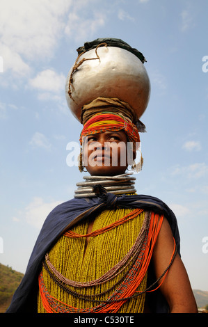 Bonda tribal people in the Indian state of Orissa Stock Photo