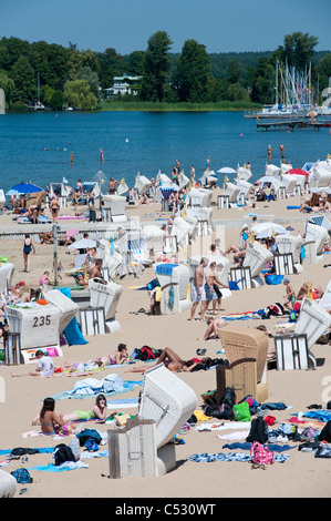 Busy beach at Strandbad in Wannsee in Berlin Germany Stock Photo
