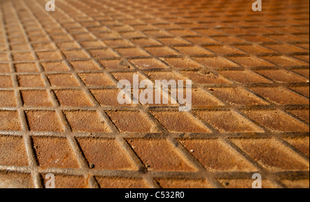 Rectangular grid on metal plate surface Stock Photo