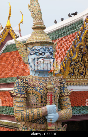 Temple guardian, at Wat Phra Keow, the Temple of the Emerald Buddha, Bangkok, Thailand Stock Photo