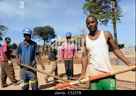 ZAMBIA Ndola ,copperbelt, AFECC a chinese company construct a new soccer stadium, sold as gift and win win from China, copper is near by Stock Photo