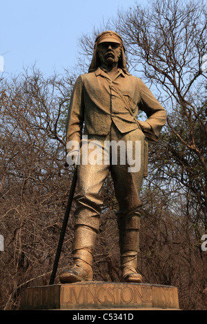 David Livingstone statue at Victoria Falls, Zimbabwe, Africa. Stock Photo