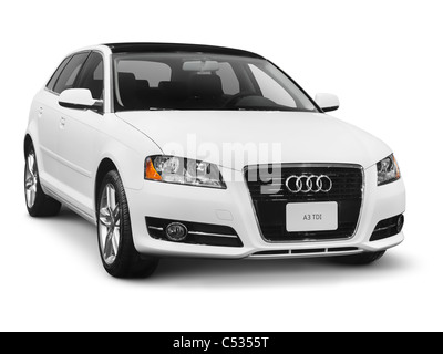 License available at MaximImages.com - White Audi T3 TDI small family car. Isolated on white background with clipping path. Stock Photo