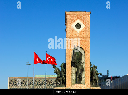 Monument of the Republic, Independence Monument, Ataturk Monument, on Taksim Square, Istanbul,Turkey Stock Photo