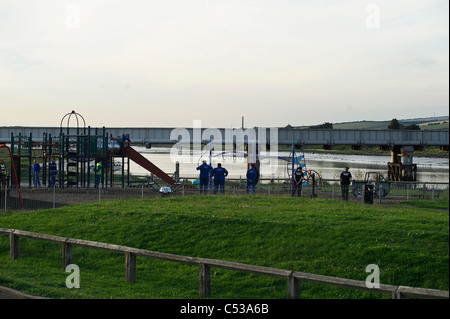 SHOREHAM, UK  04/07/11. LIGHT AIRCRAFT CRASH AT SHOREHAM AIRPORT. Stock Photo