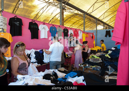 Seller and buyers at the market in Rosh HaAyin,  Israel. , שוק ראש העין, Stock Photo