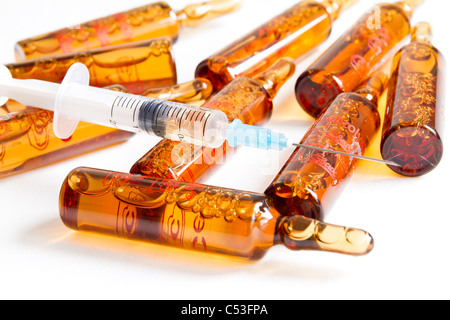 Ampoule's and syringe, isolated on white Stock Photo