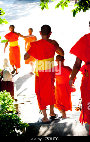 Novice monks at Wat Sri Soda, Chiang Mai, Thailand Stock Photo