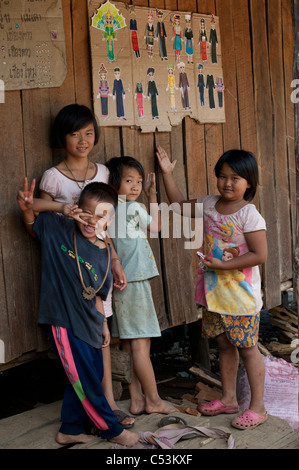 Portrait of children in a classroom, Chiang Dao, Chiang Mai Province, Thailand Stock Photo