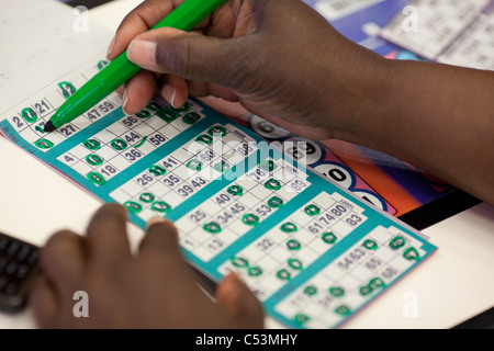 Mecca Bingo UK bingo company. People playing Bingo at Catford Bingo Hall, London, UK. Photo:Jeff Gilbert Stock Photo