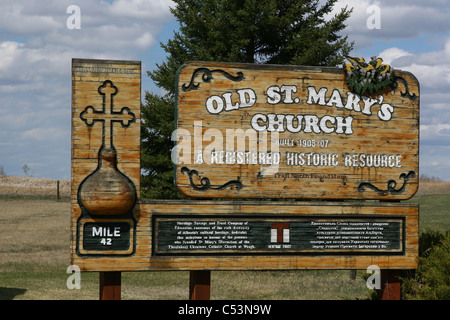 Old St. Mary's Church, Waugh, Alberta, Canada.  W Registered Historical resource. Stock Photo