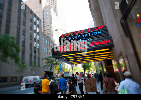 The entrance to the NBC studios, Rainbow Room and Top of the Rock at 30 Rockefeller Center in New York Stock Photo