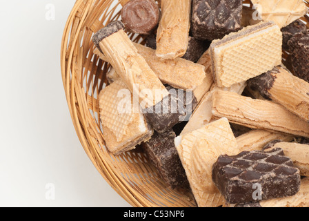 Assortment of wafer candy in a basket Stock Photo