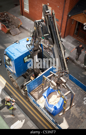 A Jewson truck delivering heavy building supplies, UK Stock Photo