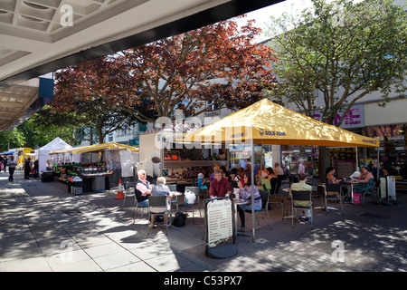 street cafe amongst market stalls in commercial road portsmouth Stock Photo