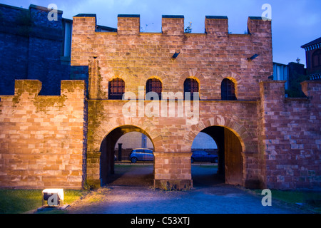 Roman Wall at Night Castlefield, Manchester Stock Photo