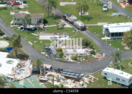 Hurricane Charlie , Punta Gorda, FL mobile home park damage Stock Photo