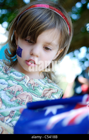 Young child celebrating Australia Day. Stock Photo