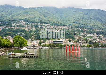 Locarno in Switzerland from the shores of Lago Maggiore Stock Photo