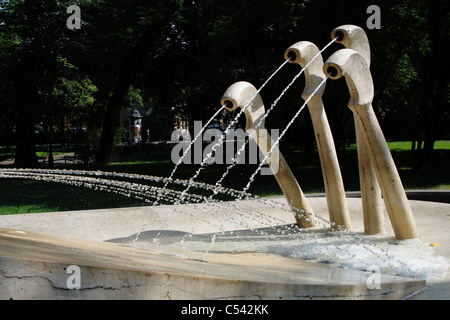 Water fountain 'Chopin's piano' - sculpture designed by Maria Jarema (made-up by Wanda Czelkowska) in Krakow, Poland. Stock Photo