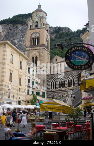 Town Square and entrance  to the Cathedral of St Andrew (Andrea) or the Duomo, Amalfi, Campania, Italy Stock Photo