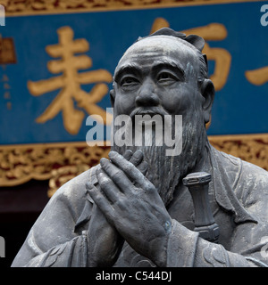 Statue of Confucius at a temple, Confucian Temple, Qufu, Shandong Province, Shanghai, China Stock Photo