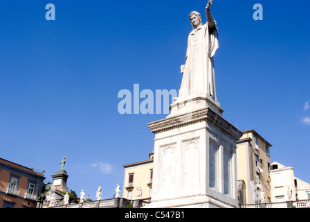 Statue from the 19th century of the 14th century poet Dante Alighieri in the Piazza Dante, Naples, Italy Stock Photo