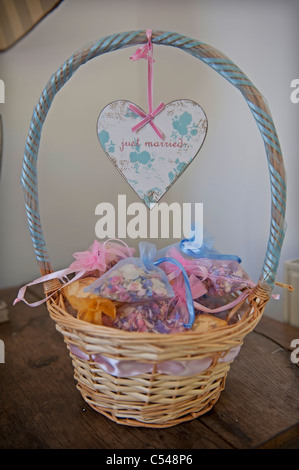wedding confetti in pretty basket Stock Photo