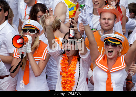 The Netherlands, Amsterdam. Kingsday, 27 april, is a unique night and day carnival like event. Stock Photo