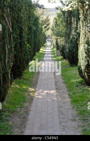 entrance pavement england brick walkway path way tree straight kent ...